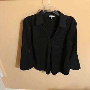 Hinson Wu black collared bell sleeve blouse